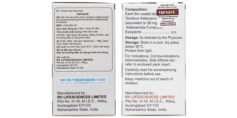 Công dụng của thuốc Tafsafe 25mg
