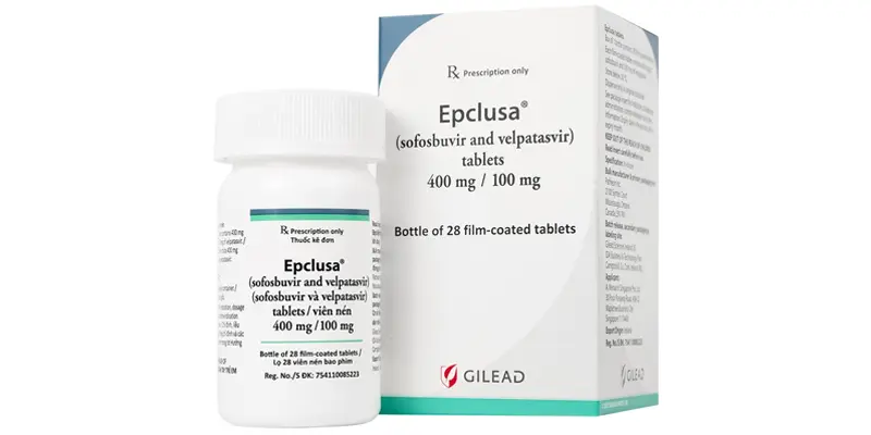 Thuốc Epclusa 400mg/100mg kết hợp hai hoạt chất Sofosbuvir và Velpatasvir