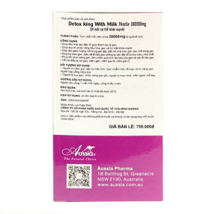 Detox King With Milk Thistle 38000mg Aussia giúp bổ gan 100 viên
