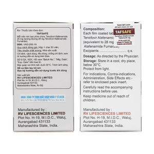 Tafsafe 25mg Atra điều trị viêm gan B mạn tính 30 viên