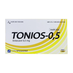 Tonios 0.5mg Davipharm điều trị nhiễm virus viêm gan B 28 viên