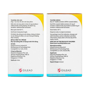 Vemlidy 25mg Gilead điều trị viêm gan siêu vi B 30 viên